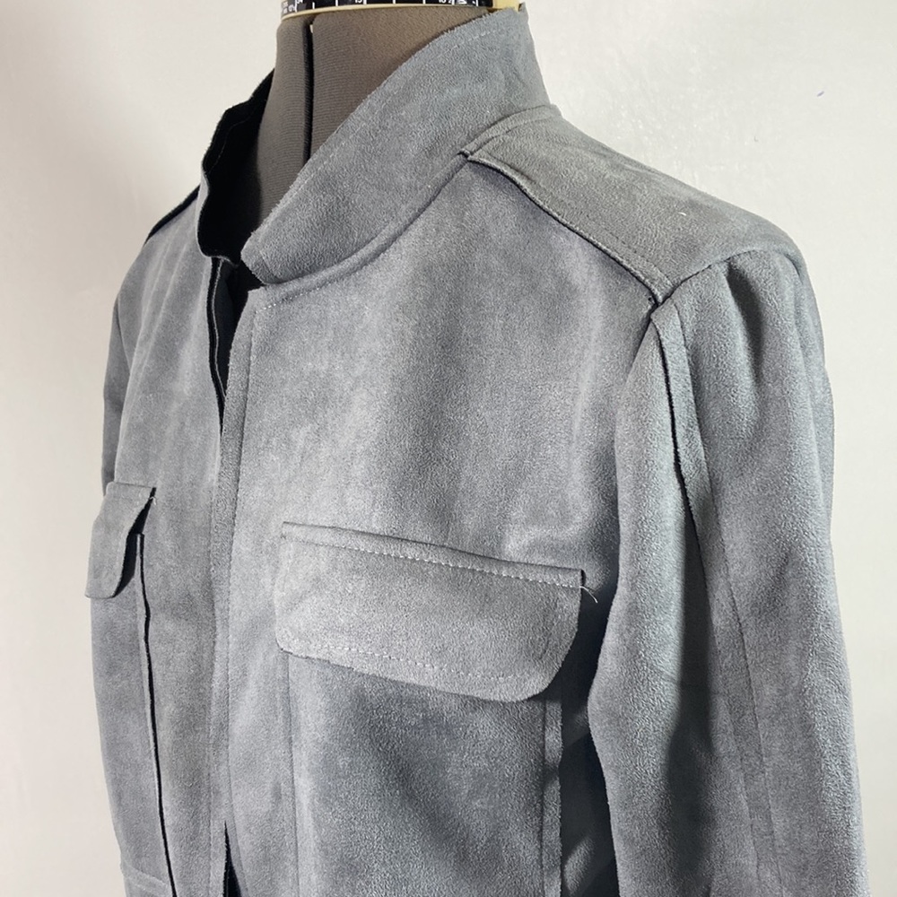 Zeagoo Cropped Faux Suede Open Front Raw Seams Jacket Size M New With Tag - Picture 5 of 11